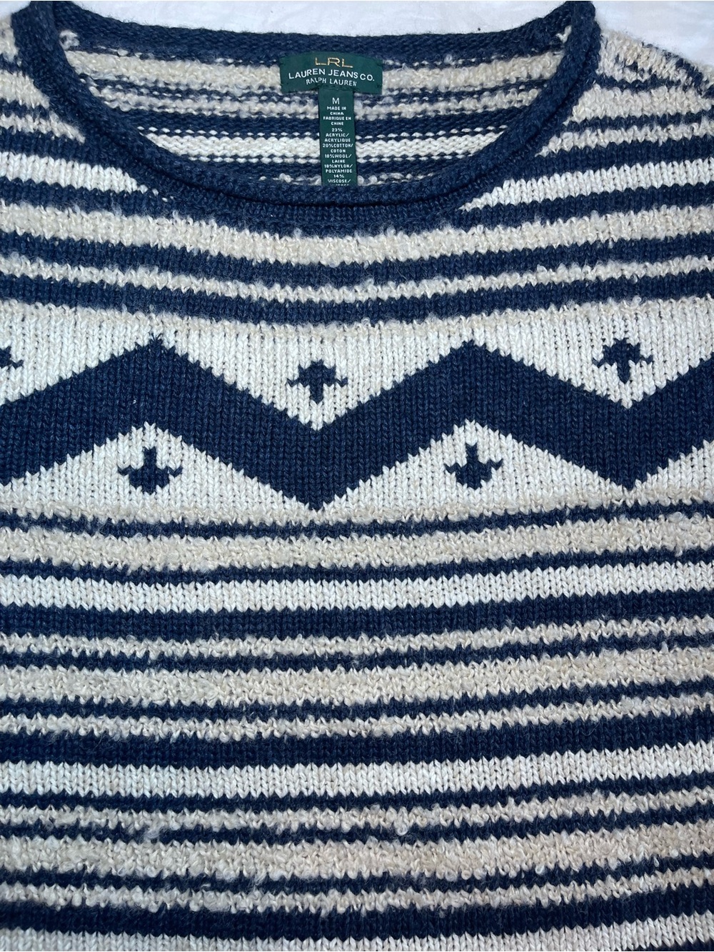 Vintage Lauren Ralph Lauren Knit Crewneck Sweater
Women's Medium Navy Cream Cozy - Picture 7 of 10